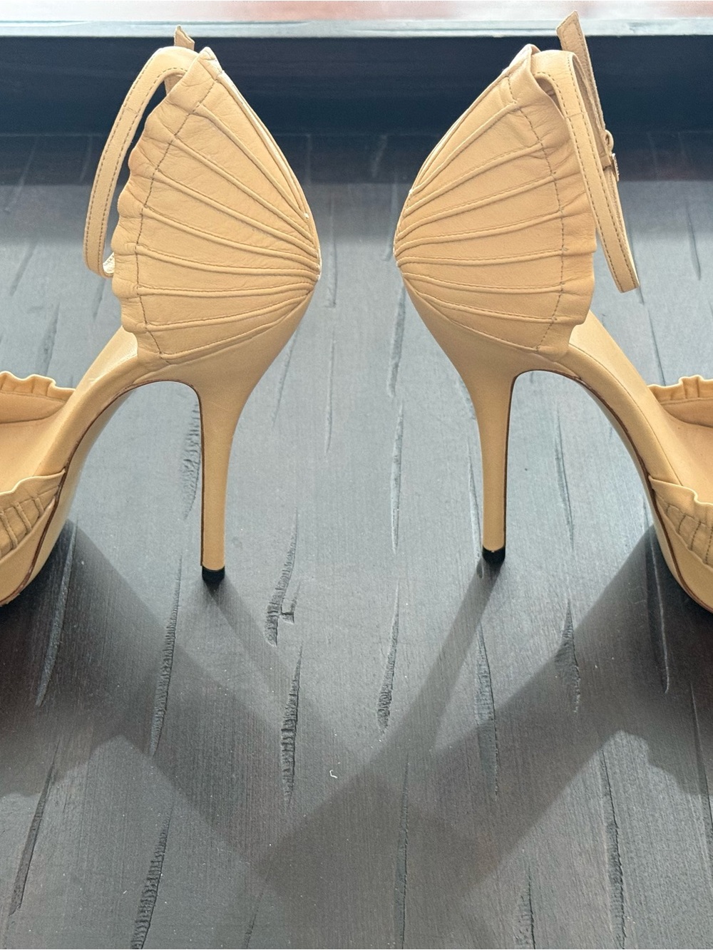 Gucci Ecru Pleated Ankle-Strap Stilettos - Picture 4 of 6